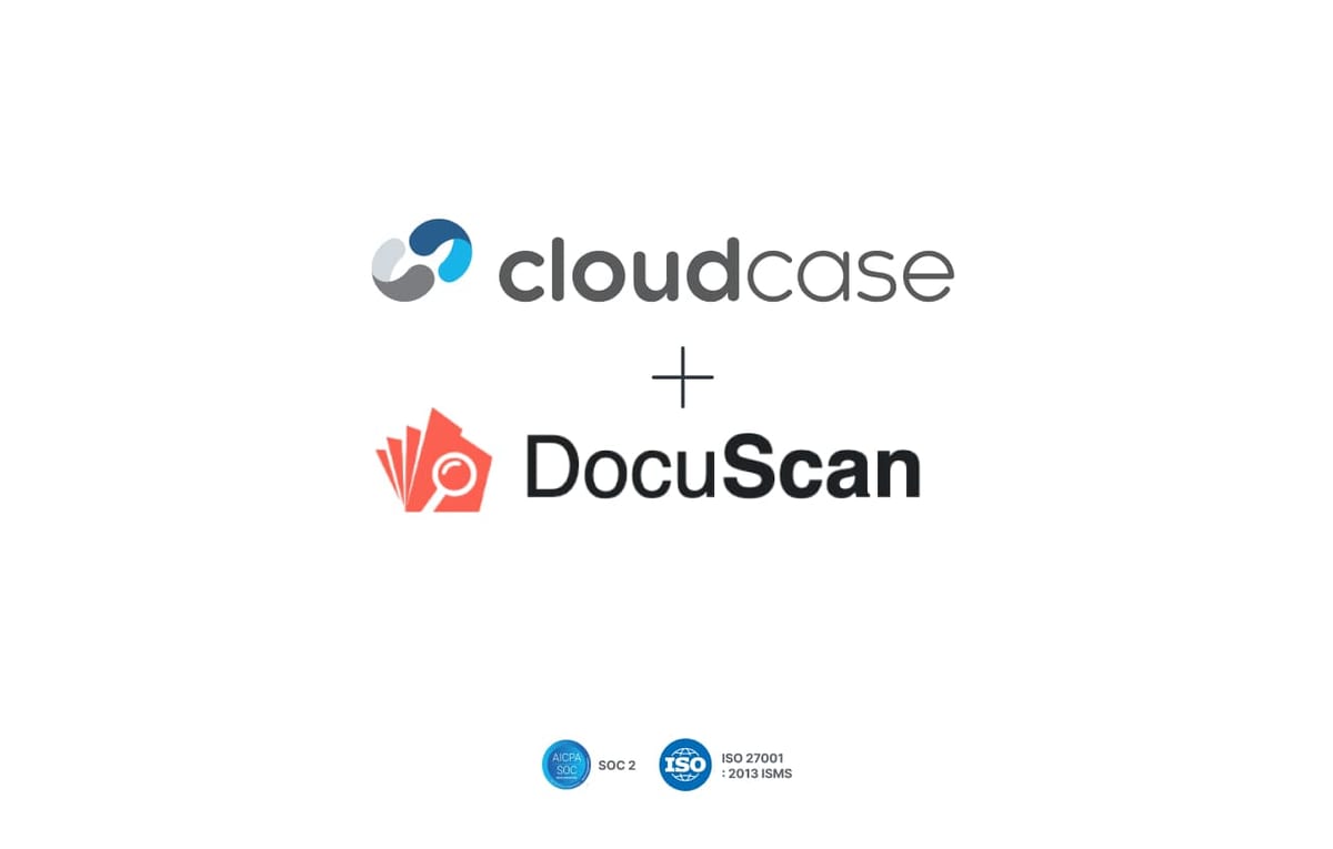 Cloudcase and DocuScan partnership announcement card